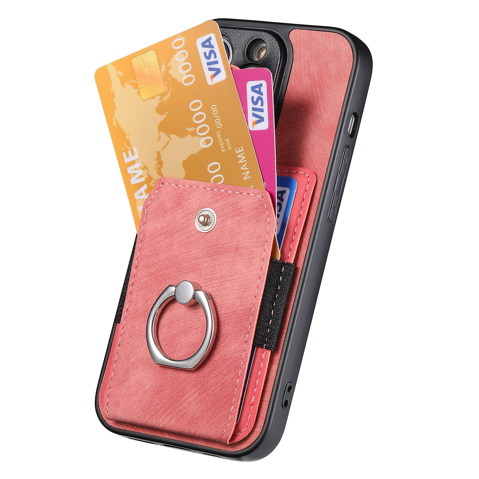 D2 For iPhone 12 6.1 inch Case Leather Rotation Ring Kickstand Phone Cover with Card Holder D2 For iPhone 12 6.1 inch Case Leather Rotation Ring Kickstand Phone Cover with Card Holder